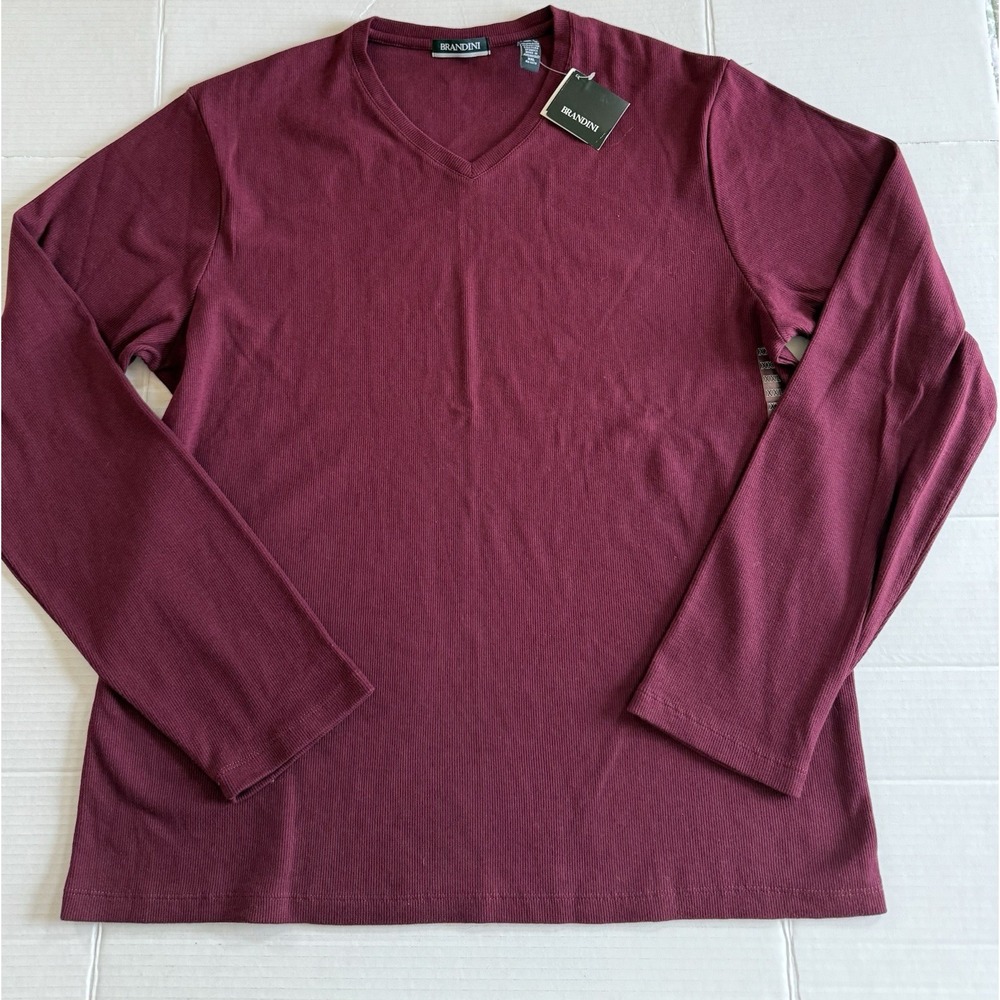 NWT Brandini Men's  V-neck Burgundy Sweater Pullover XXL
